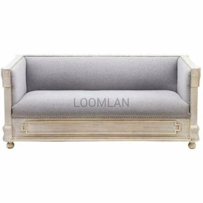 White Carved Wood Bohemian Sofa Gray - LOOMLAN - LOOMLAN - Sofas & Loveseats