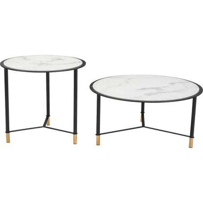 Set of 2 Davis Coffee Tables Black & White - LOOMLAN - Zuo Modern - Coffee Tables