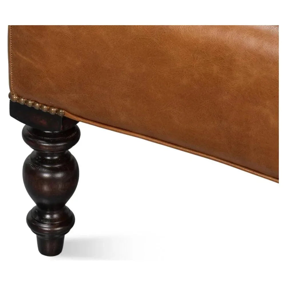 Dawson With Trim Cuba Brown Leather Chair - LOOMLAN - Sarreid - Accent Chairs