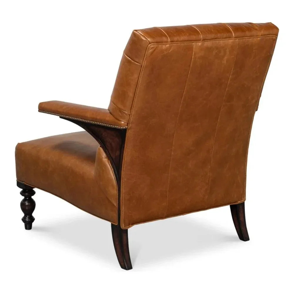 Dawson With Trim Cuba Brown Leather Chair - LOOMLAN - Sarreid - Accent Chairs