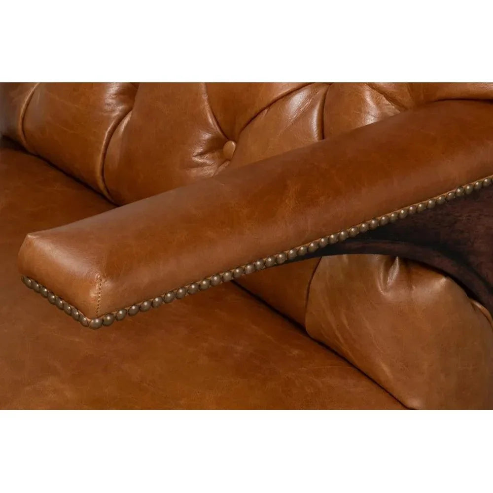 Dawson With Trim Cuba Brown Leather Chair - LOOMLAN - Sarreid - Accent Chairs