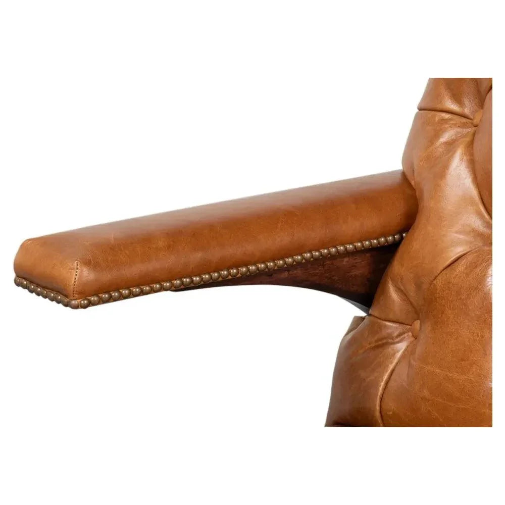 Dawson With Trim Cuba Brown Leather Chair - LOOMLAN - Sarreid - Accent Chairs