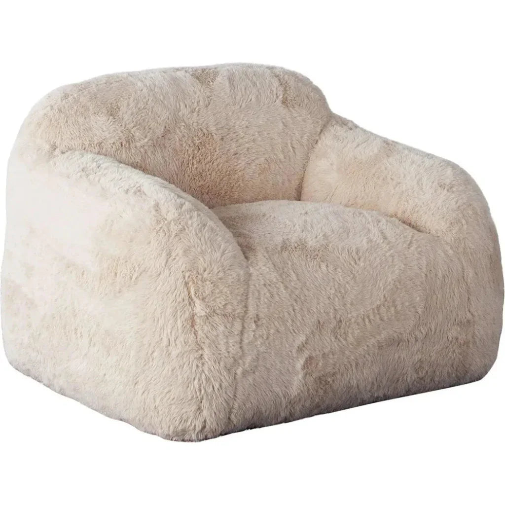 Dawson Yak Sand Natural Faux Fur Accent Chair - LOOMLAN - Diamond Sofa - Club Chairs