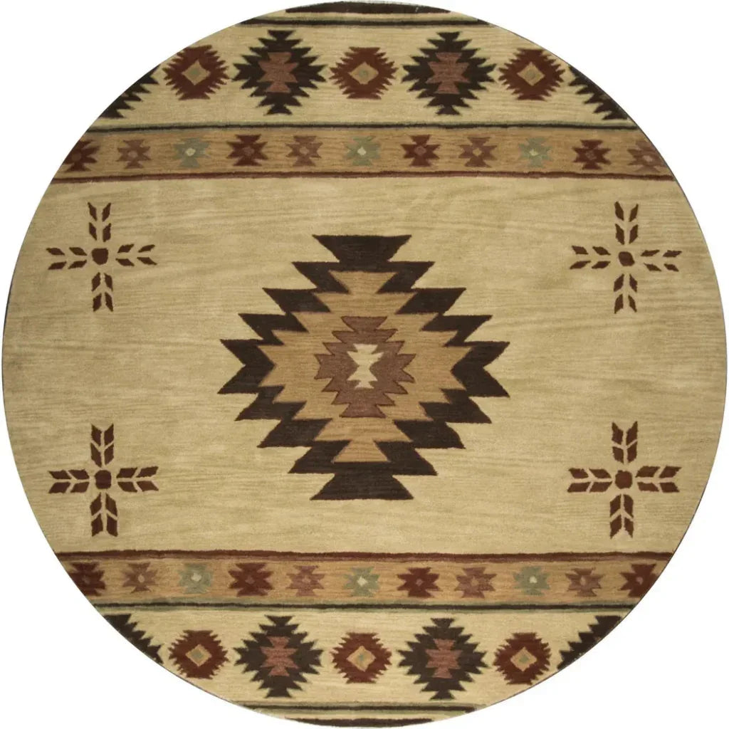 Daxy Khaki Round Area Rugs For Dining Room - LOOMLAN - LOOMLAN - Area Rugs