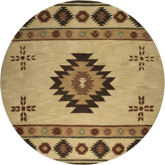 Daxy Khaki Round Area Rugs For Dining Room - LOOMLAN - LOOMLAN - Area Rugs