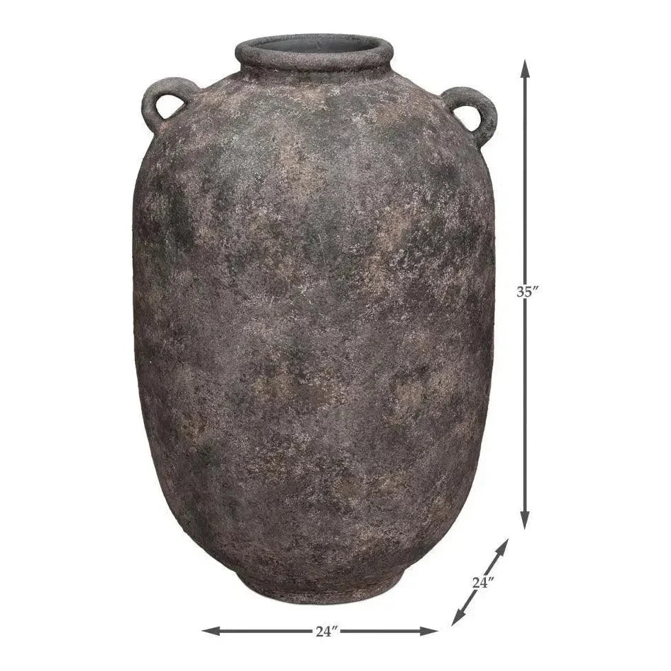 De Velde Pottery Grey Decorative Pot - LOOMLAN - Sarreid - Outdoor Accessories