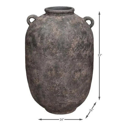 De Velde Pottery Grey Decorative Pot - LOOMLAN - Sarreid - Outdoor Accessories