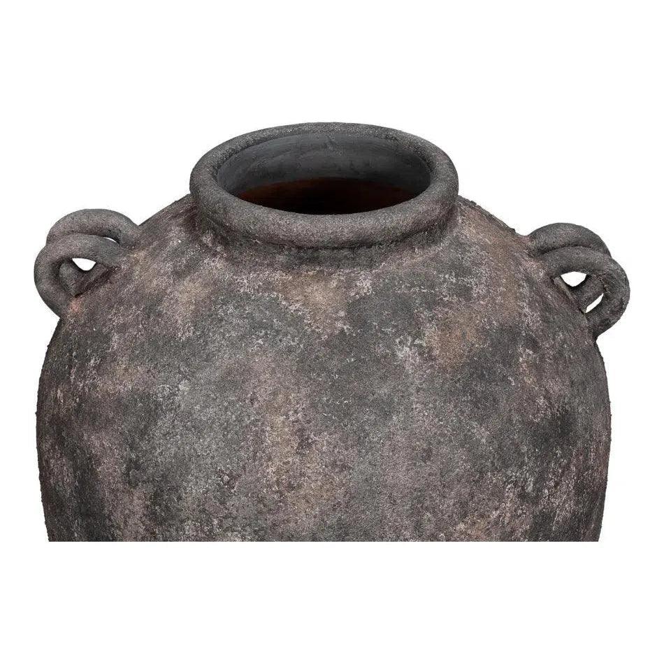 De Velde Pottery Grey Decorative Pot - LOOMLAN - Sarreid - Outdoor Accessories