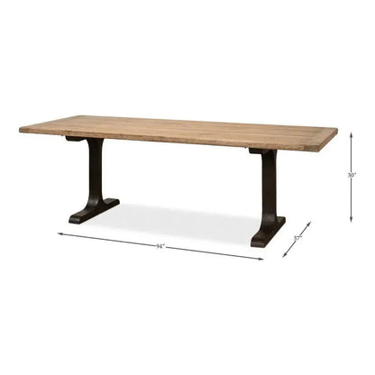 Decan Dining Table With Iron Base-Dining Tables-Sarreid-LOOMLAN