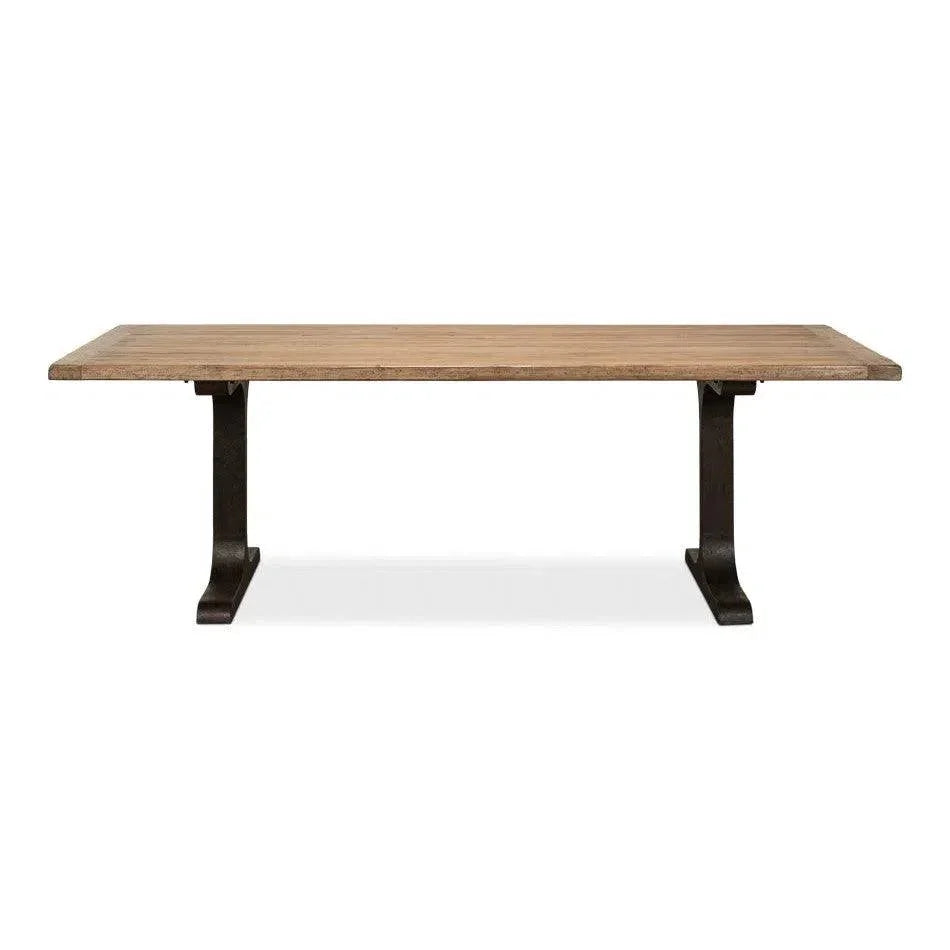 Decan Dining Table With Iron Base-Dining Tables-Sarreid-LOOMLAN