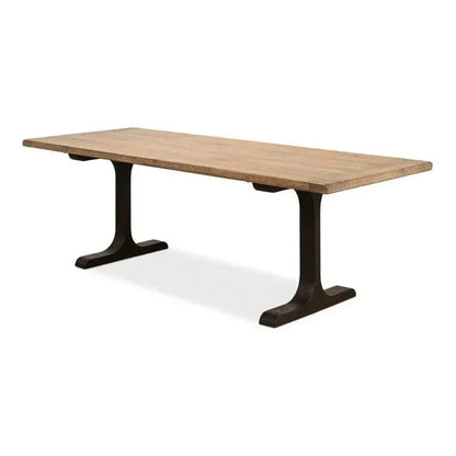 Decan Dining Table With Iron Base-Dining Tables-Sarreid-LOOMLAN