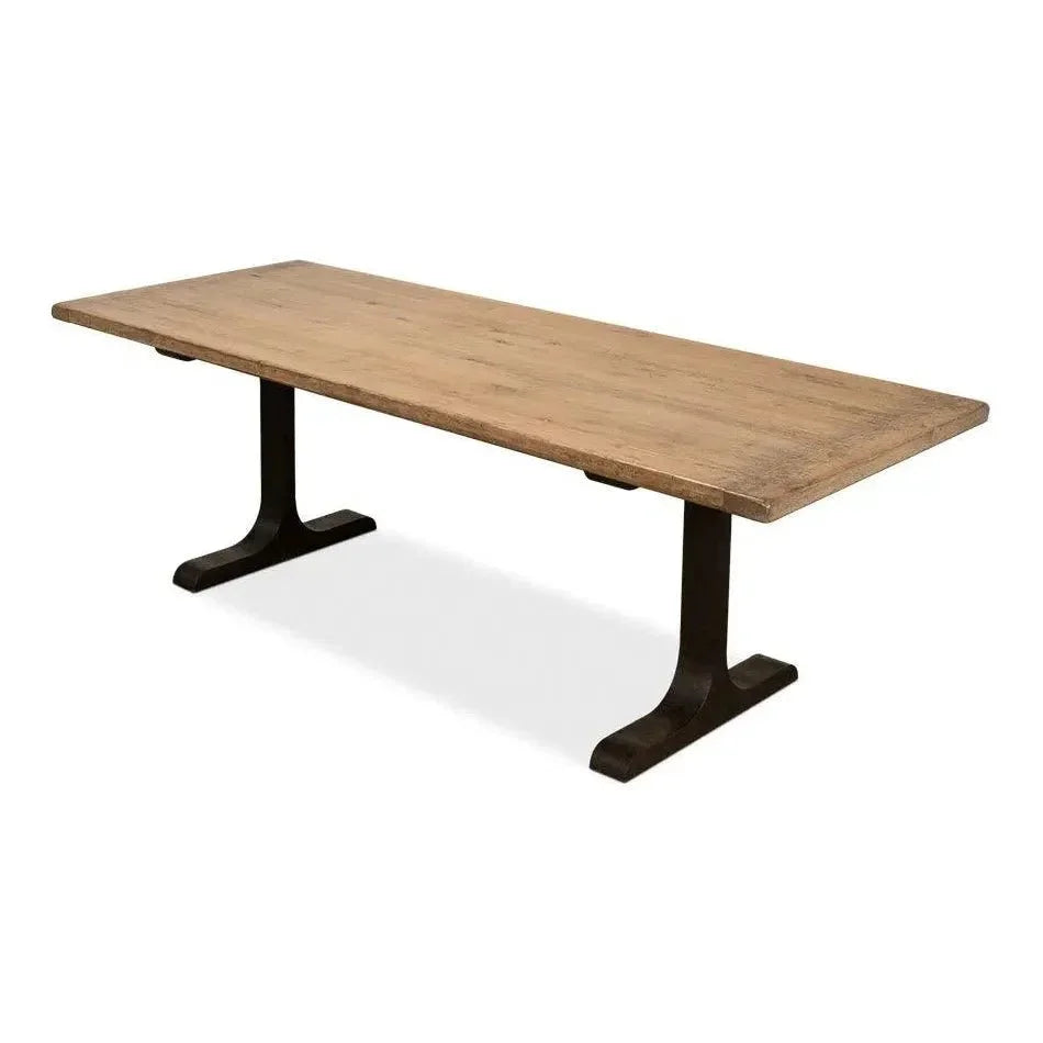 Decan Dining Table With Iron Base-Dining Tables-Sarreid-LOOMLAN