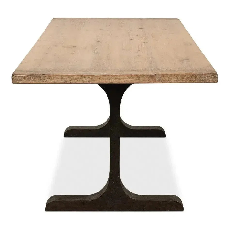 Decan Dining Table With Iron Base-Dining Tables-Sarreid-LOOMLAN