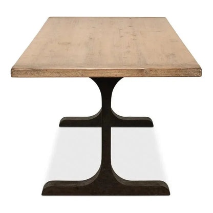 Decan Dining Table With Iron Base-Dining Tables-Sarreid-LOOMLAN
