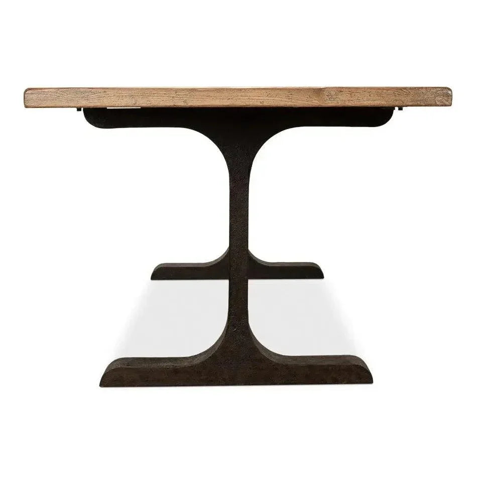 Decan Dining Table With Iron Base-Dining Tables-Sarreid-LOOMLAN
