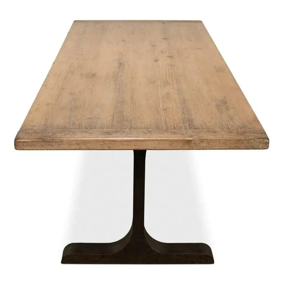 Decan Dining Table With Iron Base-Dining Tables-Sarreid-LOOMLAN