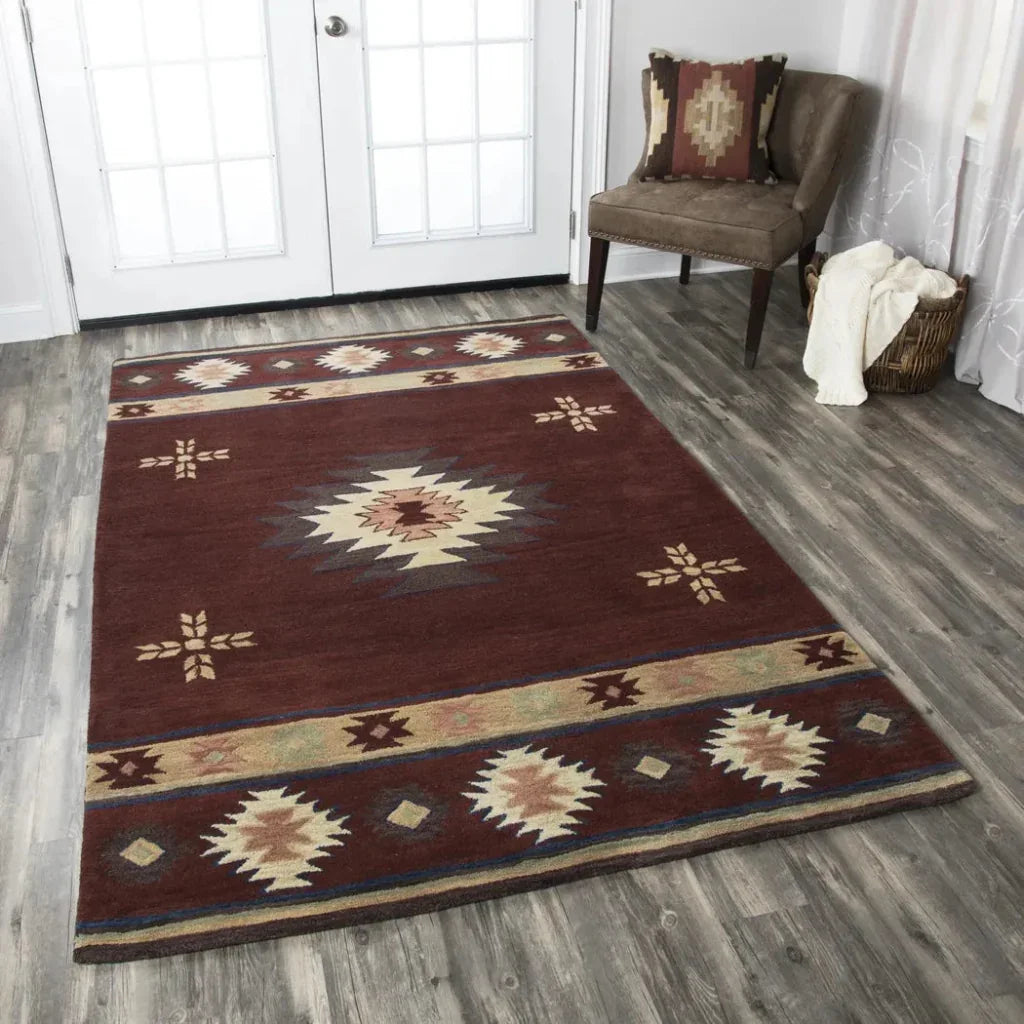 Deck Burgundy Round Area Rugs For Dining Room - LOOMLAN - LOOMLAN - Area Rugs
