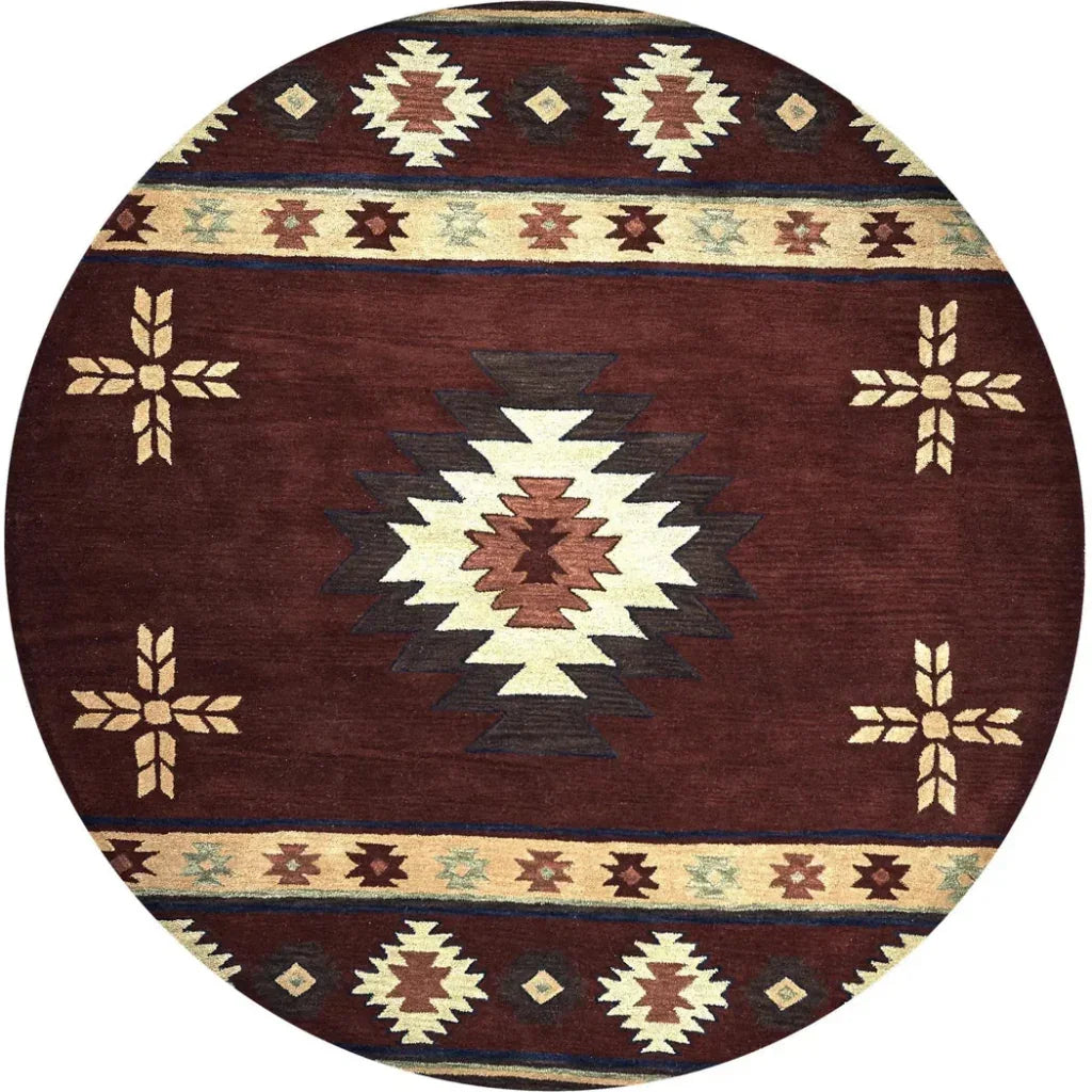 Deck Burgundy Round Area Rugs For Dining Room - LOOMLAN - LOOMLAN - Area Rugs
