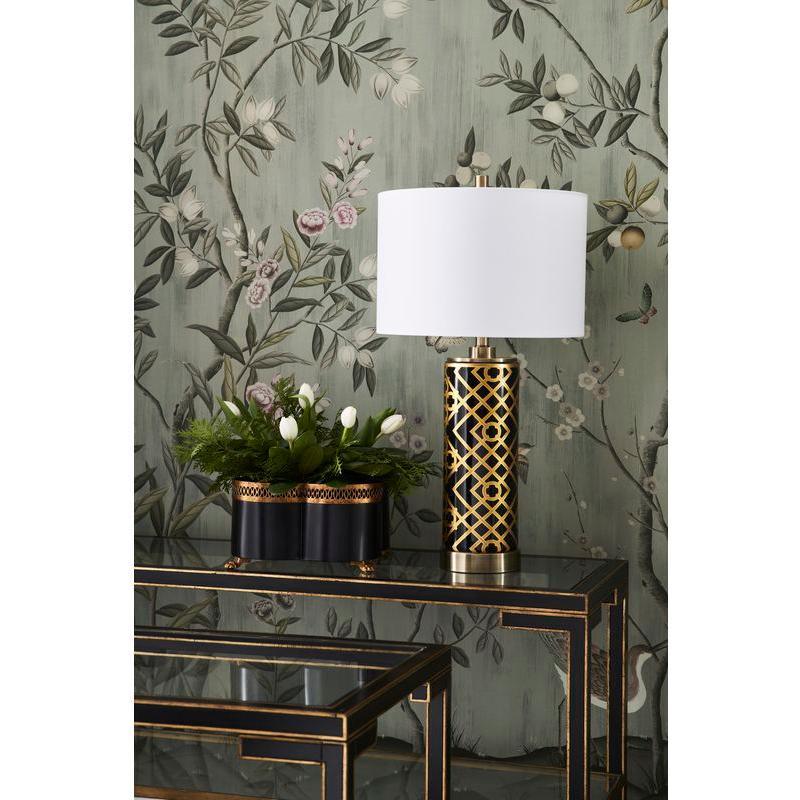 Decker Gold Trim Black Metal framed Console Table - LOOMLAN - Chelsea House - Console Tables
