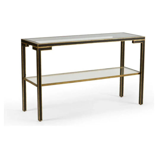 Decker Gold Trim Black Metal framed Console Table - LOOMLAN - Chelsea House - Console Tables