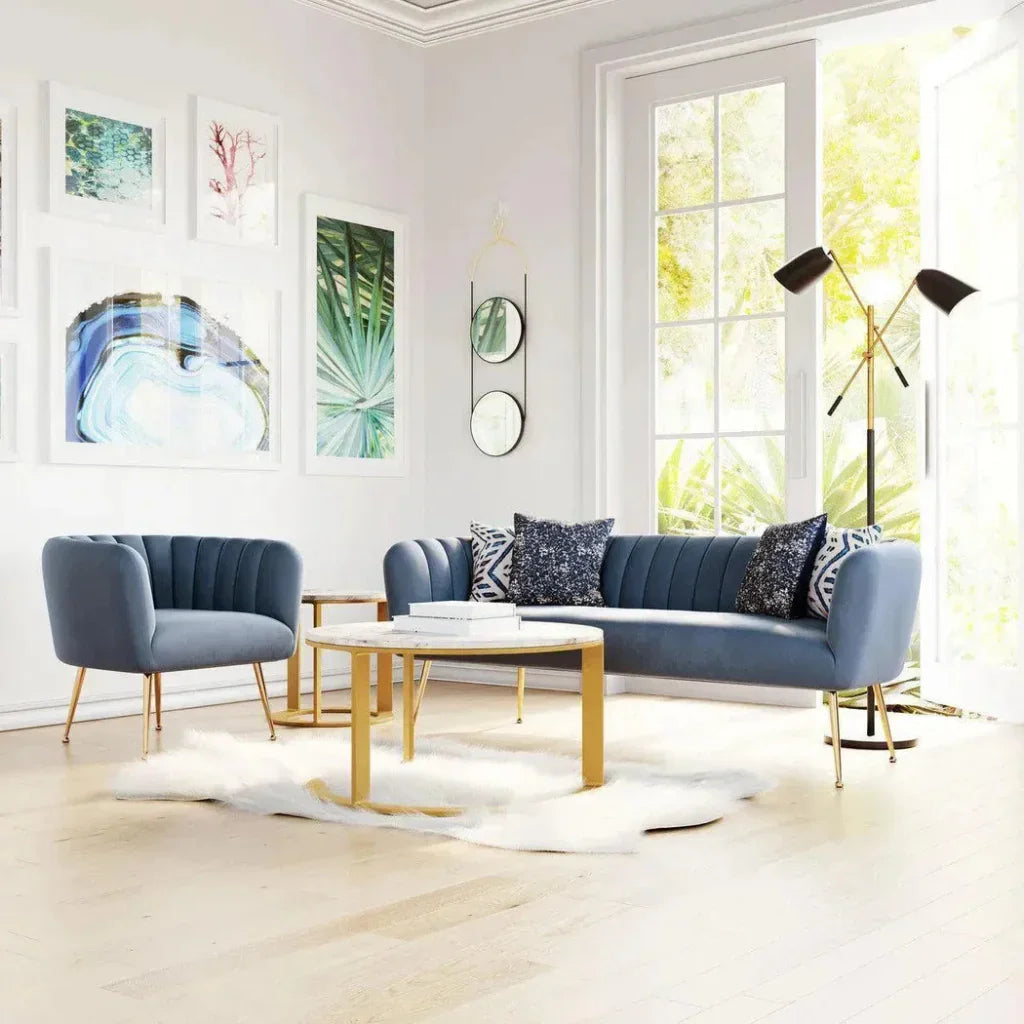 Deco Sofa Gray & Gold - LOOMLAN - Zuo Modern - Sofas & Loveseats