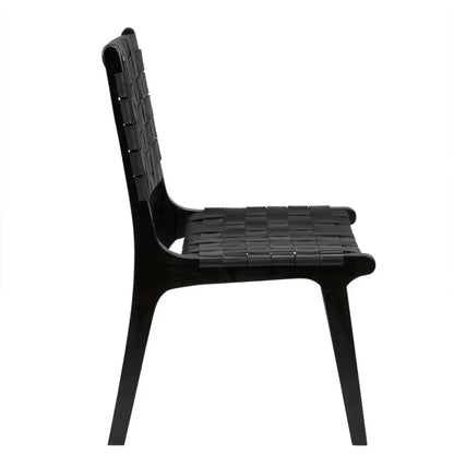 Dede Dining Chair, Leather, Black - LOOMLAN - Noir - Dining Chairs