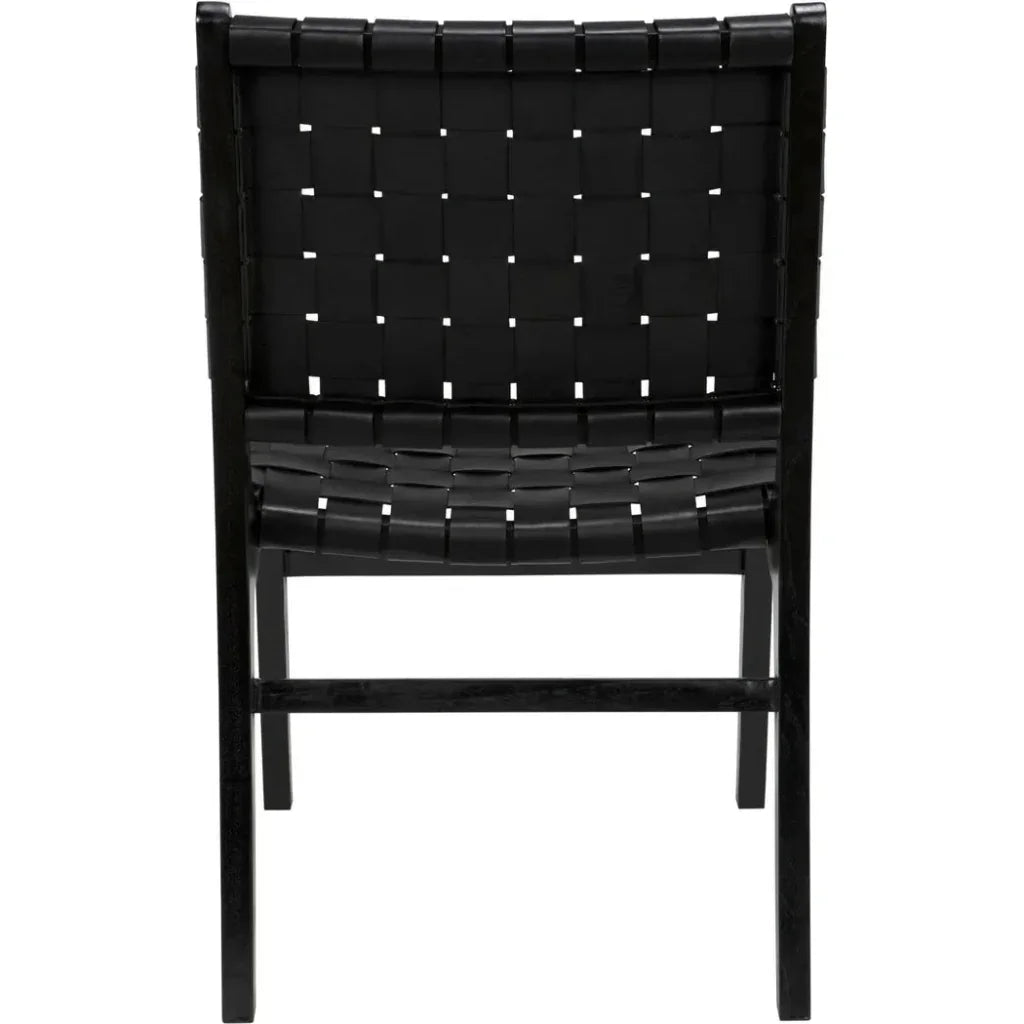 Dede Dining Chair, Leather, Black - LOOMLAN - Noir - Dining Chairs