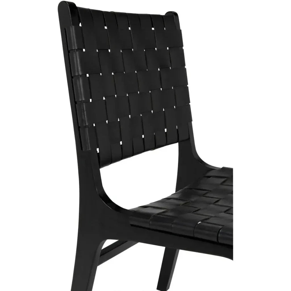 Dede Dining Chair, Leather, Black - LOOMLAN - Noir - Dining Chairs