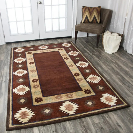 Dega Burgundy Round Area Rugs For Dining Room - LOOMLAN - LOOMLAN - Area Rugs