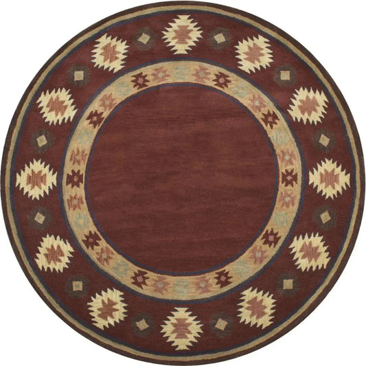 Dega Burgundy Round Area Rugs For Dining Room - LOOMLAN - LOOMLAN - Area Rugs
