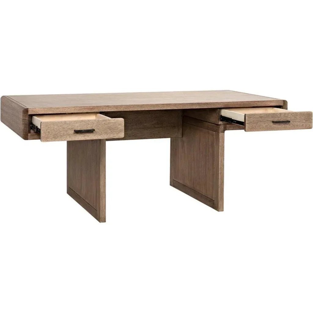 Degas Desk, Washed Walnut Wood Desk Drawers-Home Office Desks-Noir-LOOMLAN