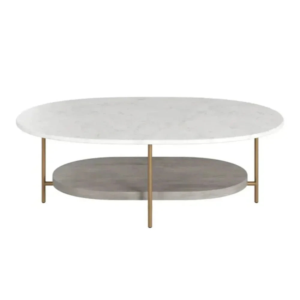 Deja White Marble Topped Oval Coffee Table - LOOMLAN - SUNPAN - Coffee Tables