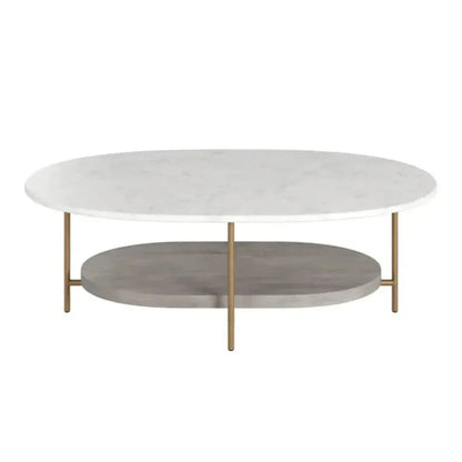 Deja White Marble Topped Oval Coffee Table - LOOMLAN - SUNPAN - Coffee Tables