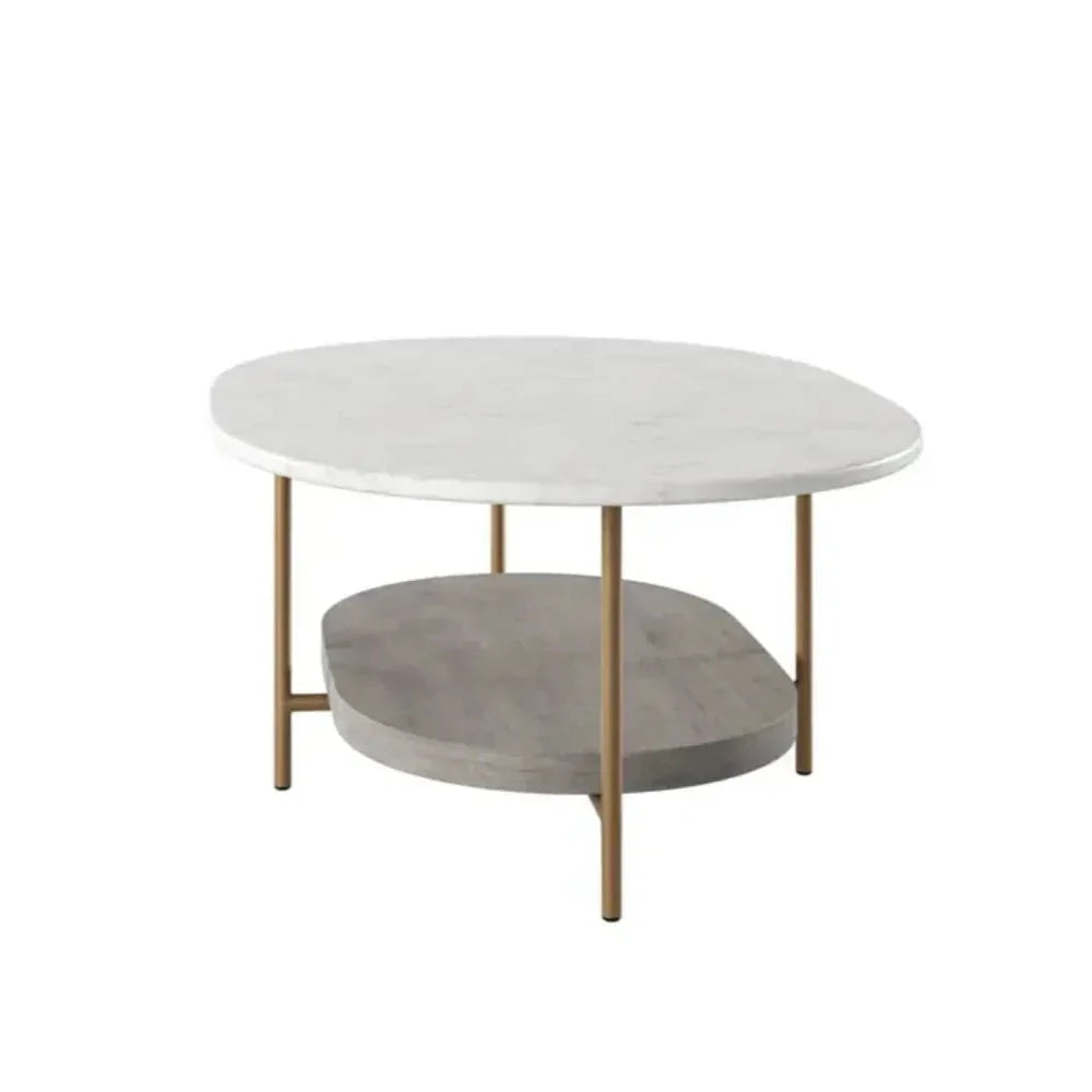 Deja White Marble Topped Oval Coffee Table - LOOMLAN - SUNPAN - Coffee Tables