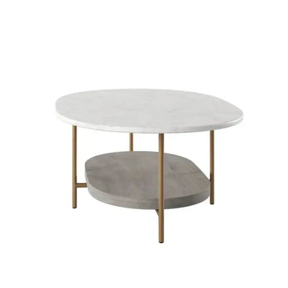 Deja White Marble Topped Oval Coffee Table - LOOMLAN - SUNPAN - Coffee Tables