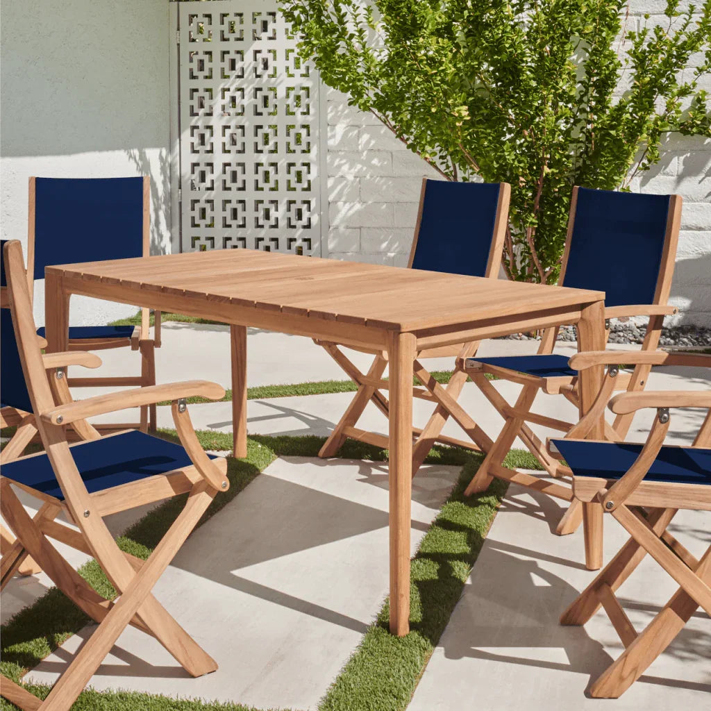 Del Ray Teak Patio Rectangular Dining Set 7PC-Outdoor Dining Sets-HiTeak-LOOMLAN