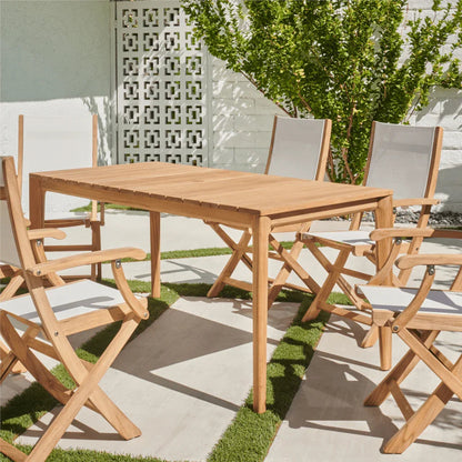 Del Ray Teak Patio Rectangular Dining Set 7PC-Outdoor Dining Sets-HiTeak-LOOMLAN