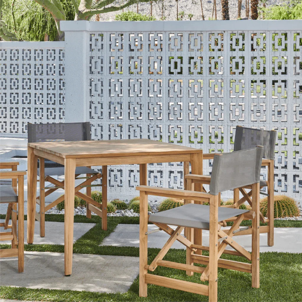 Del Ray Teak Patio Square Dining Set 5PC-Outdoor Dining Sets-HiTeak-LOOMLAN