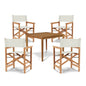 Del Ray Teak Patio Square Dining Set 5PC-Outdoor Dining Sets-HiTeak-White-LOOMLAN