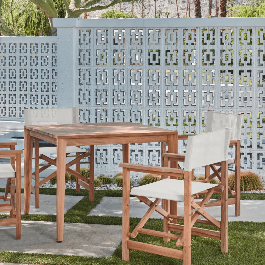Del Ray Teak Patio Square Dining Set 5PC-Outdoor Dining Sets-HiTeak-LOOMLAN