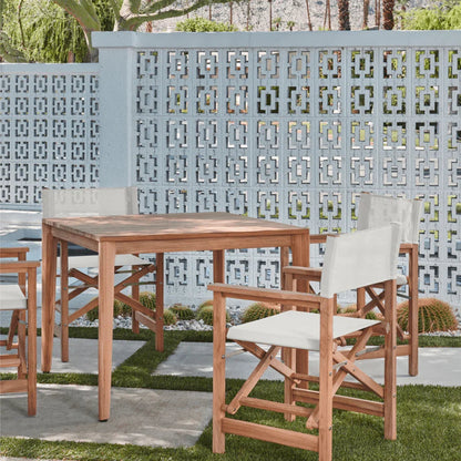 Del Ray Teak Patio Square Dining Set 5PC-Outdoor Dining Sets-HiTeak-LOOMLAN