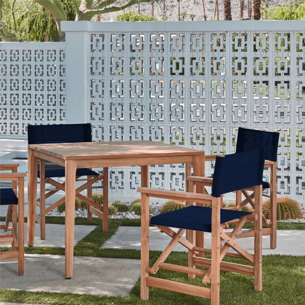 Del Ray Teak Patio Square Dining Set 5PC-Outdoor Dining Sets-HiTeak-LOOMLAN