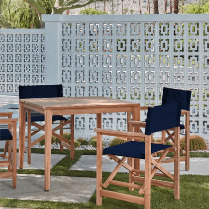 Del Ray Teak Patio Square Dining Set 5PC-Outdoor Dining Sets-HiTeak-LOOMLAN