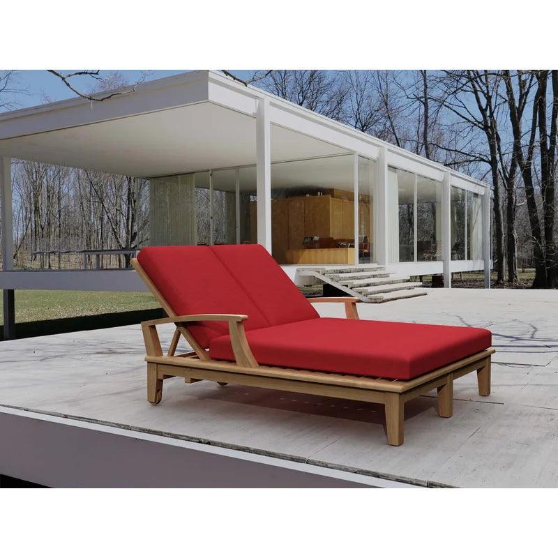 Delano Teak Double Reclining Sunlounger Sunbrella-Outdoor Cabanas & Loungers-HiTeak-LOOMLAN