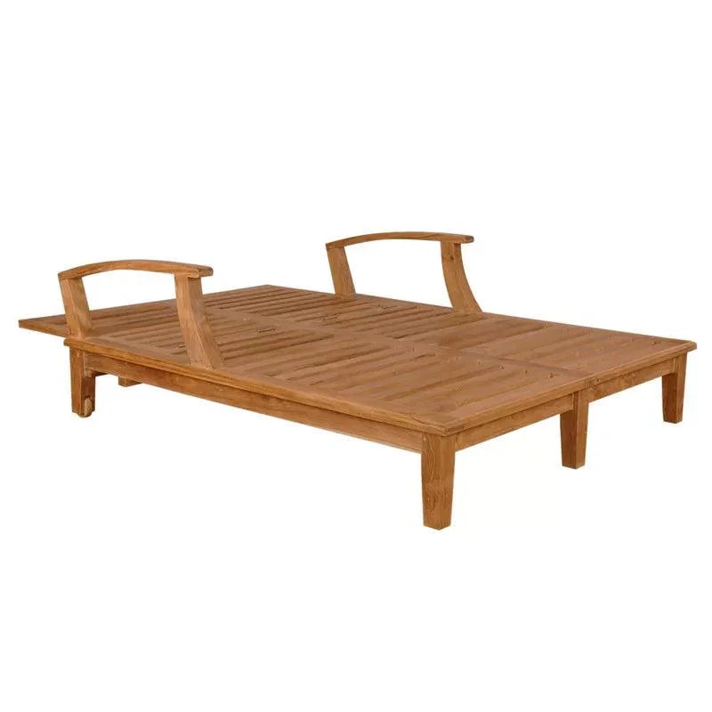 Delano Teak Double Reclining Sunlounger Sunbrella-Outdoor Cabanas & Loungers-HiTeak-LOOMLAN