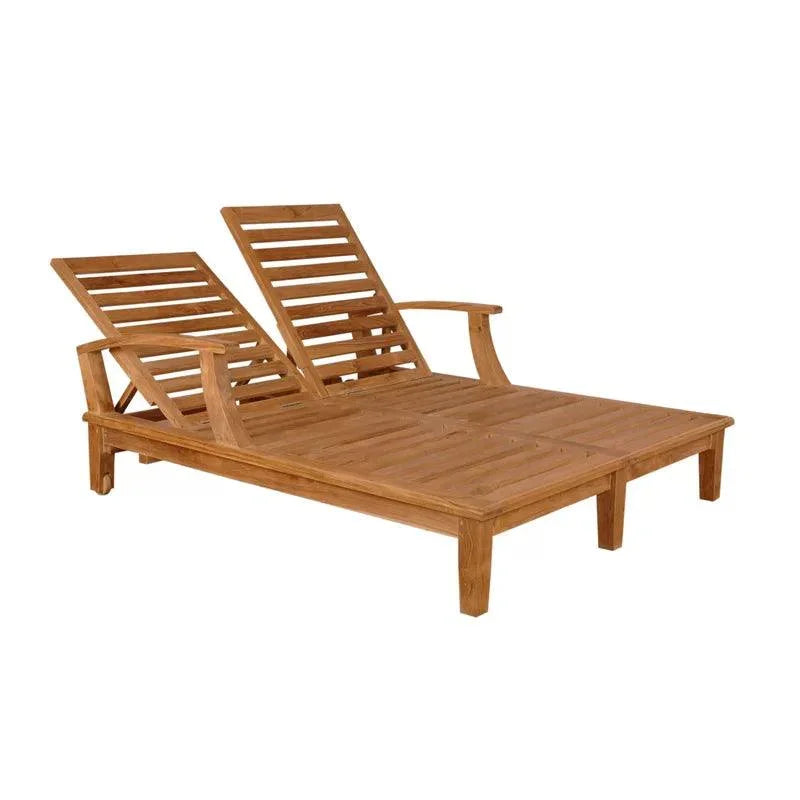Delano Teak Double Reclining Sunlounger Sunbrella-Outdoor Cabanas & Loungers-HiTeak-LOOMLAN