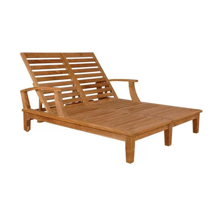 Delano Teak Double Reclining Sunlounger Sunbrella-Outdoor Cabanas & Loungers-HiTeak-LOOMLAN