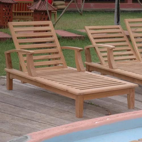 Delano Teak Reclining Sunlounger Sunbrella Cushion-Outdoor Cabanas & Loungers-HiTeak-LOOMLAN