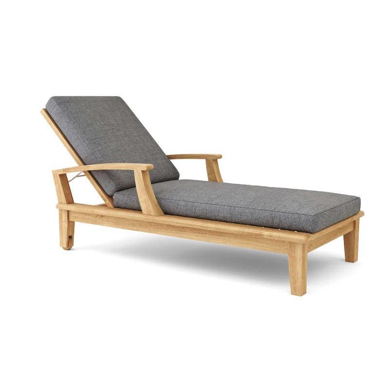 Delano Teak Reclining Sunlounger Sunbrella Cushion-Outdoor Cabanas & Loungers-HiTeak-Charcoal-LOOMLAN