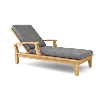 Delano Teak Reclining Sunlounger Sunbrella Cushion-Outdoor Cabanas & Loungers-HiTeak-Charcoal-LOOMLAN